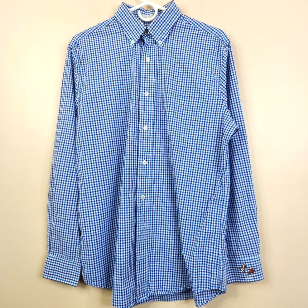 Martin Golf The Club Shirt Long Sleeve Gingham Print Button Down Shirt Medium